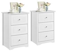 Yaheetech 2pcs Mesillas de Noche con Tres Cajones Mesitas de Noche Alto Organizador de Almacenamiento, 48 x 40 x 73,5 cm, Color Banco