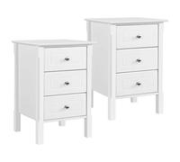 Yaheetech 2pcs Mesillas de Noche de 3 cajones Mesitas de Noche de Estilo Moderno Estructura Robusta Cajones espaciosos para Dormitorio, Pasillo, balcón, salón 40x40x60 cm Blanco