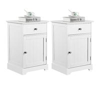 Yaheetech 2pcs Mesita de Noche Mesitas Auxiliares con un Cajón y Puerta de Listones Mesillas de Madera para Sofá Armario de Almacenamiento 40x35x60 cm
