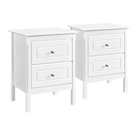 Yaheetech 2pcs Mesitas de Noche Blancas Mesillas de Noche con Patas de Pino Macizo Mesitas Auxiliares de Madera de Pino para Dormitorio 48x40x61cm