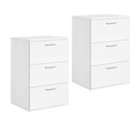 Yaheetech 2pcs Mesitas de Noche con 3 Cajones MDF 40x35x60 cm Mesillas de Noche Mesa Auxiliares de Madera Moderno para Dormitorio Sala de Estar Blanca