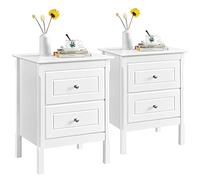 Yaheetech 2pcs Mesitas de Noche con Dos Cajones Grandes 48x40x61cm Mesillas de Noche con Patas de Pino Macizo Mesita de Auxiliar de Madera Lacada para Dormitorio, Espacio de Almacenamiento Blanco