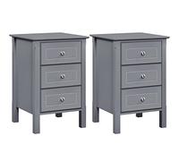 Yaheetech 2pcs Mesitas de Noche Mesillas de Noche Madera con Tres Cajones Mesillas Auxiliares de Estilo Moderno para Dormitorio Salon 40x40x60cm Gris Oscuro