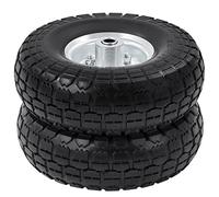 Yaheetech 2pcs Ruedas Carretilla Maciza 255mm Carretilla de Obra Llanta Neumáticos de Goma para Carros, Eje de 16 mm