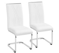 Yaheetech 2PCS Sillas de Comedor Voladizas Sillas de Cocina con Respaldo Alto Patas Metálicas Diseño Moderno para Salón Oficina Dormitorio Blanco
