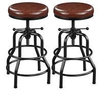 Yaheetech 2pcs Taburete de Bar Industrial Giratorio Rústico Taburete de Metal Redondo Taburete de Altura de Mostrador para Cocina Restaurante Bar Marrón