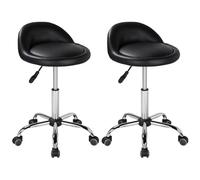 Yaheetech 2pcs Taburetes de Salón Giratorio Ajustable en Altura Sillas con Ruedas 59-70 cm Negro
