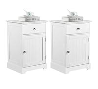 Yaheetech 2X Mesillas de Noche para Cama Blanca Mesas Auxiliares para Dormitorio Baño Salón Muebles Organizadores