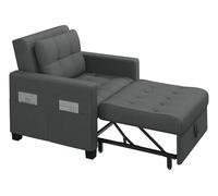 Yaheetech 3 En 1 Sofá Cama Sillón Relax Sofá Individual de 1 Plaza para Dormitorio Sala de Estar Apartamento Sofá con Respaldo Ajustable en 3 ángulo Gris Oscuro