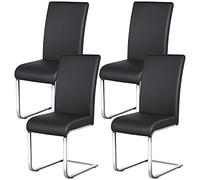 Yaheetech 4 Piezas Taburete de Comedor Silla para Cocina Oficina Conferencia Juego de Mueble para Comedor MAX Carga 135 KG Negro