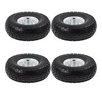 Yaheetech 4pcs Ruedas Carretilla Maciza 4.10/3.50-4 Carretilla de Obra Llanta Neumáticos de Goma 255mm para Carros Carrito de Jardinería, Eje de 16 mm