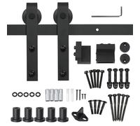 Yaheetech 6.6FT/200cm Herraje para Puerta Corredera Kit de Accesorios de Puertas Correderas de Exterior Guia para Garaje Armario Negro
