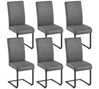 Yaheetech 6 Piezas Sillas de Comedor con Estructura Cantilever, Asiento Reforzado de 10 cm, Base de Acero Cromado, Tapizado en Tela, Altura del Asiento 50 cm, Gris