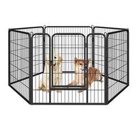 Yaheetech 6 Vallas para Perros Jaula Cachorro Corrales para Perros Mascota Parque Interior Plegable 80X80 cm Cada Valla Negro