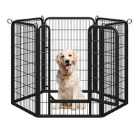 Yaheetech 6 Vallas para Perros Parque para Perros de Metal con Puerta 100 cm Parque de Cachorros Corral,Negro