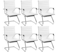 Yaheetech 6 X Silla de Recepción Silla de Conferencia para Oficina Silla Tapizada Silla de Espera con Reposabrazo Silla Tapizada de Piel Sintetica Capacidad 136 KG