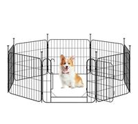 Yaheetech 8 Paneles Parque para Perros 60 x 50 cm Recinto Interior Reja Plegable para Cachorros y Conejos Perreras de Metal para Exterior con Estacas, Punta Ovalada y Plana