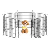 Yaheetech 8 Paneles Parque para Perros 60 x 60 cm Recinto Interior Reja Plegable para Cachorros y Conejos Perreras de Metal para Exterior con Estacas, Punta Ovalada y Plana