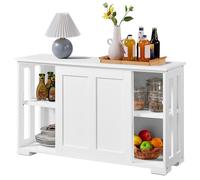 Yaheetech Aparador Armario de Cocina Aparador para Salon con Puerta Corredera Vitrinas de Estrecho para Salón Sala de Estar 107 x 33 x 63.5 cm Blanco