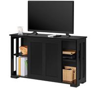 Yaheetech Aparador Armario de Cocina Aparador para Salon con Puerta Corredera Vitrinas de Estrecho para Salón Sala de Estar 107 x 33 x 63.5 cm Negro