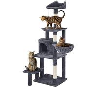 Yaheetech Árbol de Gatos con Plataforma Torre con Nido para 1-3 Gatos Medianos 48.5x40.5x145 cm Gris Claro Gris Oscuro