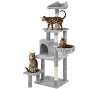 Yaheetech Árbol de Gatos con Plataforma Torre con Nido para 1-3 Gatos Medianos 48.5x40.5x145 cm Gris Claro Gris Claro