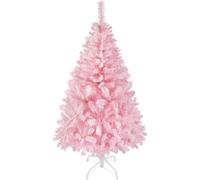 Yaheetech Árbol de Navidad 124cm Artificial Christmas Tree 208 Ramas PVC con Soporte de Metal Plegable Decoración Navideña Rosa
