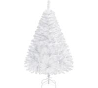 Yaheetech Árbol de Navidad 124cm Artificial Christmas Tree 208 Ramas PVC con Soporte de Metal Plegable Decoración Navideña Blanco