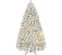 Yaheetech Árbol de Navidad Artificial Retardantes de Llama Soporte Incluido Montaje Rápido, Blanco y Verde (213 cm)