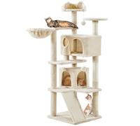 Yaheetech Árbol para Gatos 146 cm Rascador para Gatos con Escondites Cesta Torre de Escalada Gato Medinos Castillo Juego de Mascota Beige