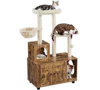 Yaheetech Árbol para Gatos Moderno con Plataforma Casita Arenero Armario Oculto Mesa Lateral con Nicho 134.5 cm Torre para Gatos