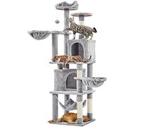 Yaheetech Árbol Rascador para 1-3 Gatos Medianos Torre de Gatos de 174cm con Plataformas y Refugios Cuerda de sisal Gris Claro