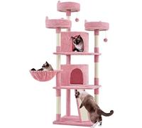 Yaheetech Árbol Rascador para 3-5 Gatos Adultos con 3 Plaraformas Grande Torre para Gatos Rascador de Escalada para Mascota 175 cm Rosa