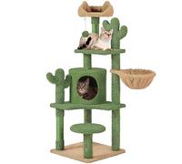 Yaheetech Árbol Rascador para Gato con Plataforma Torre Escalador de Sisal para 2-3 Gatos Medianos Sala de Juegos para Mascotas de Actividades 135 cm Verde y Marrón