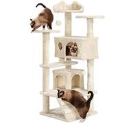 Yaheetech Árbol Rascador para Gatos 139cm Torre con Postes Sisal Beige