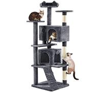 Yaheetech Árbol Rascador para Gatos 178 cm Torre para Gato Gris Oscuro | Estable a los saltos，postes cuerda de sisal, Bola colgante sustituible，Condominio grande，Correa antivuelco, fácil de montar