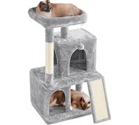 Yaheetech Árbol rascador para Gatos de 106 cm de Altura, con 2 Casitas y Pelota de Juego, Color Gris Claro