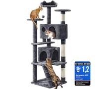 Yaheetech Árbol Rascador para Gatos de 158 cm Torre Escalador Gris Oscuro | Estable a los saltos，postes cuerda de sisal, Bola colgante sustituible，Condominio grande，Correa antivuelco, fácil de montar