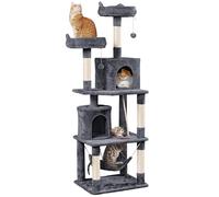 Yaheetech Árbol Rascador para Gatos Grandes Altura 179 cm Torre de Gatos Multiniveles Adultos con Plataformas Cuevas Cesta Hamaca Gris Oscuro