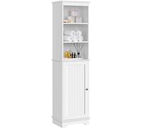 Yaheetech Armario Alto Baño Mueble Auxiliar de Baño con Estantes Ajustables Armario de Cocina con Puerta Armario Estrecho 40x30x153 cm Blanco