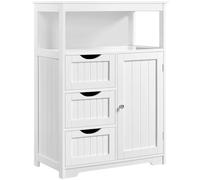 Yaheetech Armario Baño con Cajón y Estante Ajustable 66x35x90 cm Mueble Baño de Madera Suelo Mueble Auxiliar de Cocina Armario Multiusos con Puertas Dobles para Salón Entrada Blanco