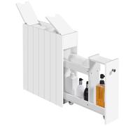 Yaheetech Armario de Baño Armario de Estrecho de Madera con 2 Cajones Armario Lateral Pequeño con Cajones y Rodillos Organizador Estrecho para Baño Cocina Salón 50x17x58 cm