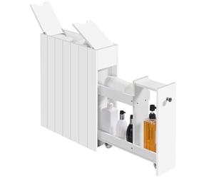 Yaheetech Armario de Baño Armario de Estrecho de Madera con 2 Cajones Armario Lateral Pequeño con Cajones y Rodillos Organizador Estrecho para Baño Cocina Salón 50x17x58 cm