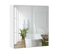 Yaheetech Armario de Baño con Espejo Armario Colgante de Pared con 2 Puertas y Estante Ajustable Moderno para Dormitorio Salón 63x15x60 cm Blanco
