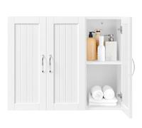 Yaheetech Armario de Baño Pared 75x60x31 cm Mueble Baño Suspendido con 3 Puertas Armario Colgante para Cocina Cuarto de Baño Altura Ajustable