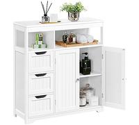 Yaheetech Armario de Baño Suelo Mueble de Baño con Cajones y Estante Ajustable Mueble con Puertas Salón Aparador Cocina 80,5×30×86,5 cm Blanco