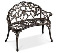 Yaheetech Banco de Exterior para Jardín Banco de Terraza de 2-3 Plazas con Reposabrazos y Respaldo Decorativo para Terraza Balcón Patio Asiento de Parque de Vintage, 99,5 x 57 x 78,5 cm