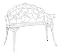 Yaheetech Banco de jardín al Aire Libre 2-3 Plazas con Reposabrazos y Respaldo Decorativo para Terraza Balcón Patio Asiento de Parque de Vintage Blanco