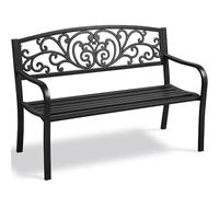 Yaheetech Banco de Jardín de 2-3 Plazas Banco de Exterior para Terraza Sillón de Parque de Hierro con Respaldo para Balcón Patio,127 * 63 * 86.5cm
