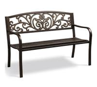 Yaheetech Banco de Jardín de 2-3 Plazas Banco de Exterior para Terraza Sillón de Parque de Hierro con Respaldo para Balcón Patio,127 * 63 * 86.5cm